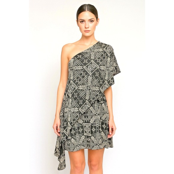 Red Carter Astra Shift One Shoulder Dress Size S Boho Glam Resort Eclectic - Picture 1 of 9
